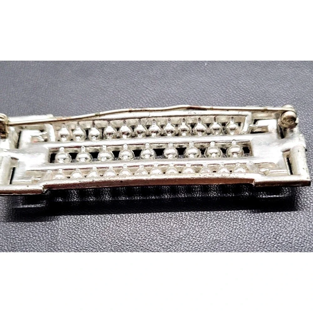 Unbranded Art Deco Bar Brooch Women OS Silver Rhinestone Good Vintage Geometric